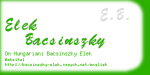 elek bacsinszky business card